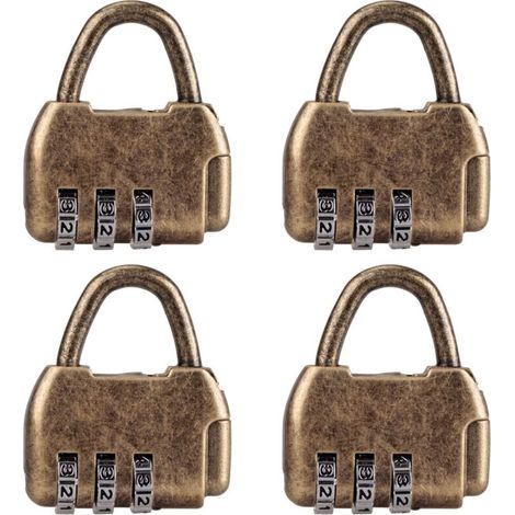 Lot de 4 mini cadenas à combinaison rétro pour journal intime, bagages, cadenas à code vintage