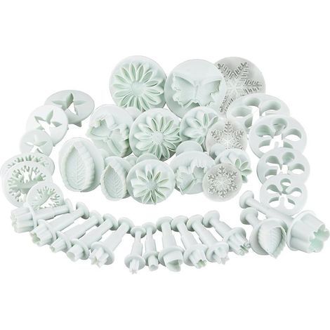 36-teiliges Modellierwerkzeugset. Ausstechformen für Schneeflocken- und Blumenkekse zum Selbermachen, Ausstechformen für Marzipan und Fondanttorten. (1/5)