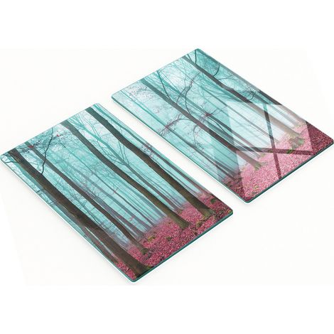 Tablas decorativas de vidrio para servir aperitivos, dise帽o Bosque de Niebla, 2x30x52 cm