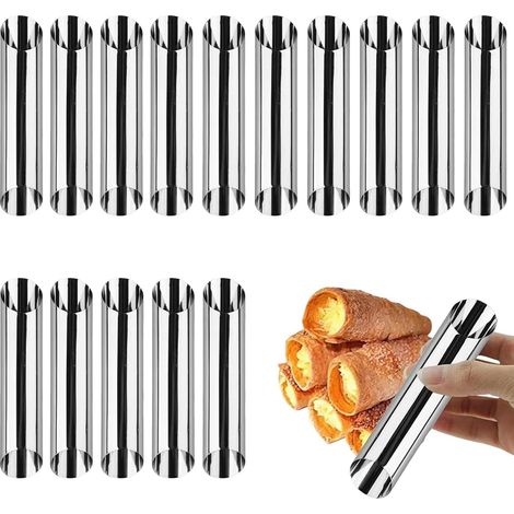 Moldes de acero inoxidable para crema (15 piezas), tubos para cannoli, para cocinar cannoli, hojaldres y pasteles.