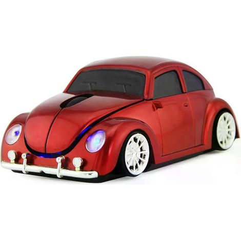 Souris sans fil en forme de voiture - 1200 DPI, 3 boutons, rouge (1/2)