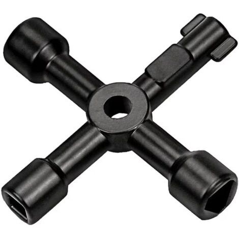 Clé Des Utilitaires Multi-Fonctionnels à 4 Voies Clé Clé De Cock De Poche Électrique Pour Armoire De Bac à Gaz d'Eau Clé d'Ouverture De l'Armoire (Noir) (1/4)