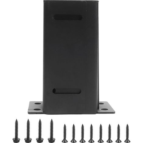 Kit d'ancrage de poteau réglable en acier pour poteau de clôture en bois de 8,9 à 10,2 cm, support de pergola, noir (1 pièce) (1/5)