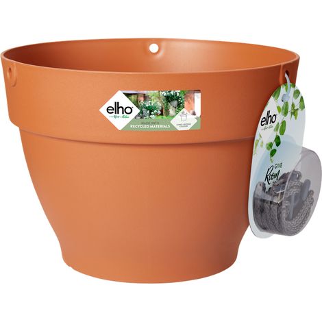 Elho Vibia Campana Suspension 26 - Marron - L 26 x B 25.963 x H 18 cm - extérieur - 100% recyclé (1/3)