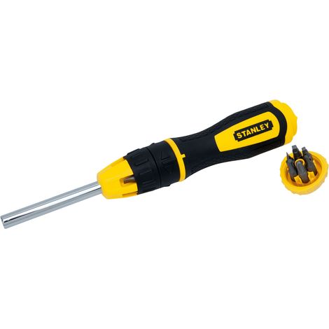 Destornillador Porta-Puntas de Carraca - 10 Puntas - Estándar - Phillips - Torx - Pozi - Cuadrada - STANLEY, 0-68-010