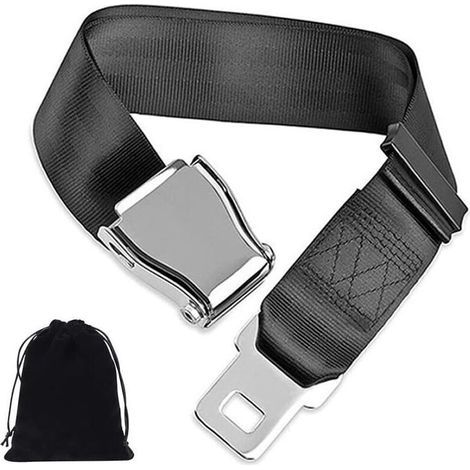 Rallonge Ceinture de Sécurité Avion Extension de Ceinture de Sécurité Siège d'avion Réglable 20-76 CM pour Les Voyages Femmes Enceintes Strong- Noir (1/5)