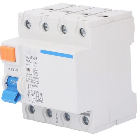 Fehlerstromschutzschalter 3P+N 25A 400V, Überlast- und Erdschlussschutz, 1 Stück (1/5)