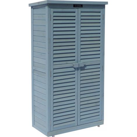 Habitat Et Jardin – Armoire de jardin en bois de sapin – 87 x 46.5 x 160 cm – Résistante à l'eau – Double porte type persienne avec ventilation (1/5)