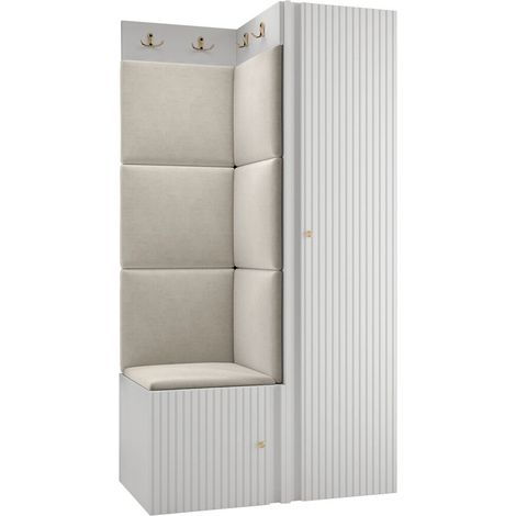 Mobilier1 – Ensemble de meubles d'entrée – MDF stratifié – Dimensions 186x82x46cm – À poser ou suspendre – Design moderne avec lamelles rainurées