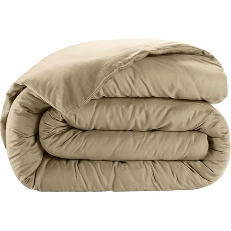 Housse de couette en satin de coton 240 x 260 cm Uni beige