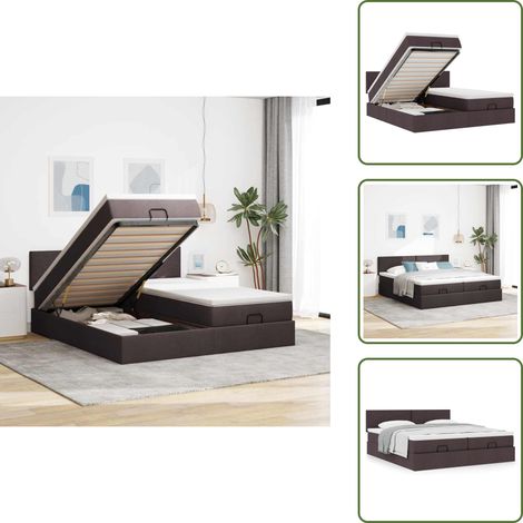 Letto matrimoniale - vidaXL Struttura Letto Pouf con Materassi 180x200 cm in Tessuto - Coprimaterasso