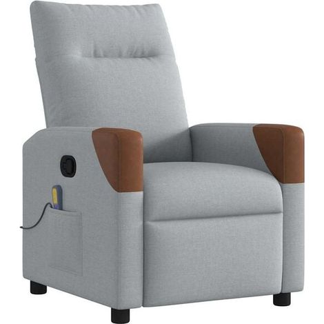 Chaise de massage ergonomique en tissu gris – Siège relaxant avec fonction chauffage, vibration et inclinaison réglable – Pour salon ou bureau (1/5)