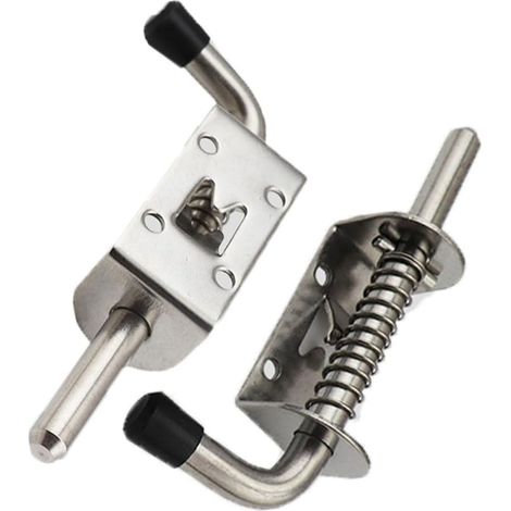 Verrou à Ressort Coulissante,2 pièces Ressort goupille de serrure, Loquet à ressort en acier inoxydable, Loquet à ressort, pour portes de garage ou annulez toutes sortes de portes (1/5)