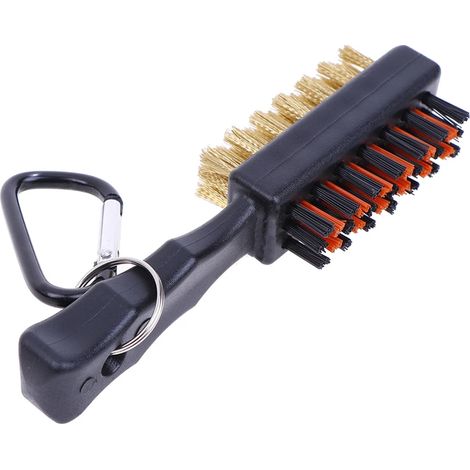 1 pc Brosse de nettoyage de club de golf, double face, portable, légère, métal nylon, accessoires (1/5)