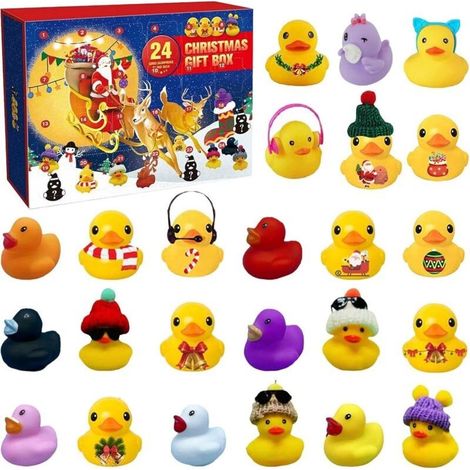 Reno – Calendario de Adviento de Patitos de Goma de 24 días – 24 Diseños Coloridos – Fácil de Limpiar – Regalo de Navidad para Niños (1/5)