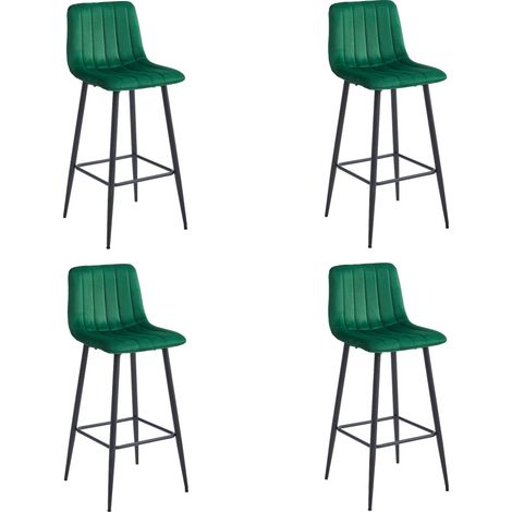 Sgabello POZZA - velluto verde scuro / gambe nere x 4 (1/5)