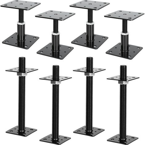 Randaco Support de poteau réglable en hauteur pour terrasse, pergola et clôture 30-250 mm Noir 4PCS