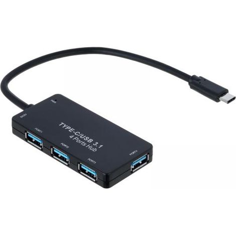 Hub USB C Akyga AK-AD-52 - Splitter attivo a 4 porte USB 3.1 con cavo da 20 cm