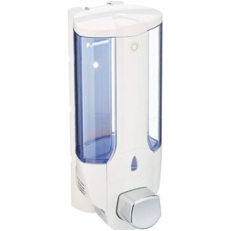 Distributeur de Savon Mural 380 ml, Porte Savon Liquide pour Salle de Bain, Doseur Universel pour Savon Liquide, Gel Douche, Shampoing 8x 18.5 x 8 cm - Blanc (1/5)