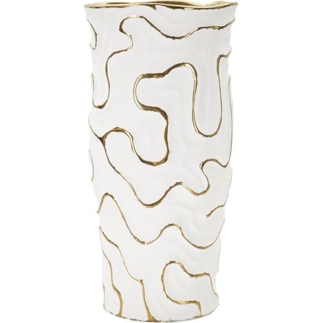 Vaso Adore in ceramica bianca con decori oro