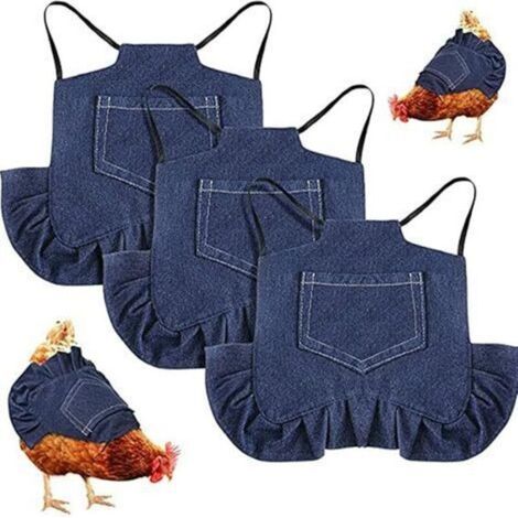 3PCS Ss de Poulet Tablier de Poule avec Sangle Élastique Protecteur de Volaille Fournitures de Soins de Poule, Protecteur d'Oiseaux pour le Dos et les Côtés, Bleu, Moyen (1/5)