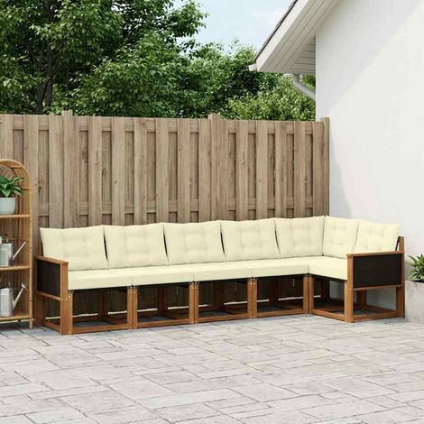vidaXL Outdoor-Sofagarnitur mit Kissen 6 pcs Natur und Creme (1/5)