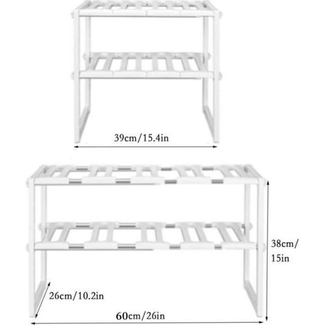 Étagères de cuisine étagère sous évier, taille réglable, support de rangement pour accessoires de salle de bain cuisine toilette (1/4)