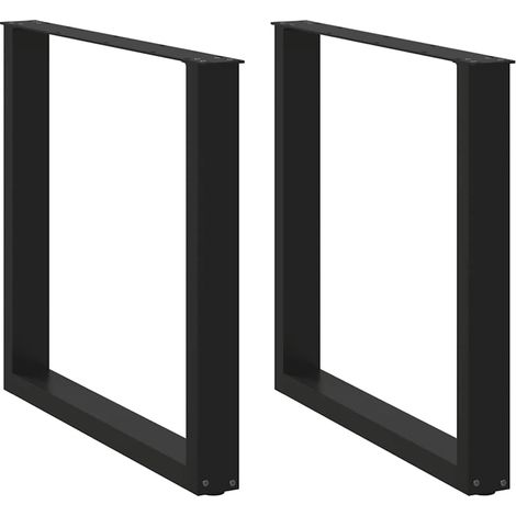 Set di 2 gambe per tavolo da pranzo a forma di U 80 x 72-73 cm con piedini regolabili design moderno in acciaio nero 020057428