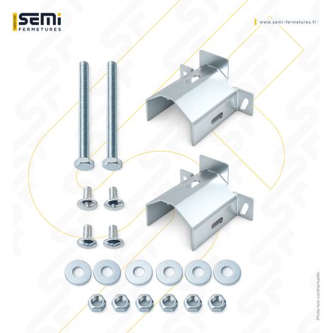 Kit visserie avec deux supports pour axe compensé rideau métallique (1/3)
