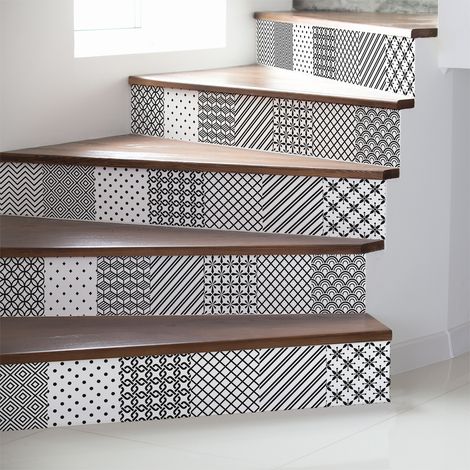 Stickers adhésifs escalier carrelages contremarche - SVEIN - 2 bandes de 15x105cm (1/3)