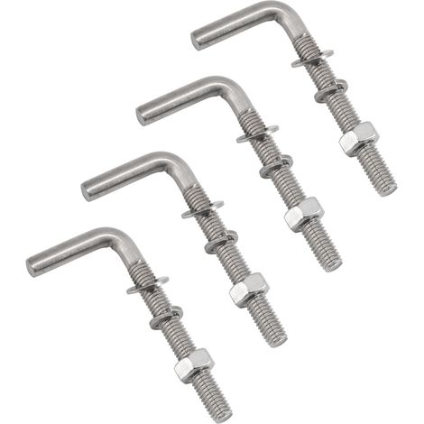 Lot de 20 boulons filetés M6 x 50 mm en forme de L en acier inoxydable 304 pour fondation, ancrage, vis carrées, crochets pour suspension (1/5)