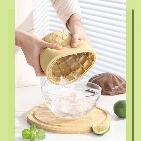 Seau à glace en silicone pour crème glacée, boissons, champagne, vin rouge et bière machine à glaçons créative pour l'extérieur seau à vin seau à glace couleur café. (1/4)