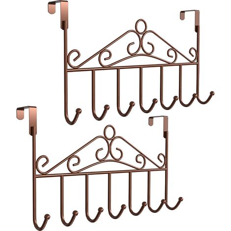 2 Crochets de porte, métal robuste, sans perçage, pour serviettes et vêtements, salle de bain et chambre (1/5)