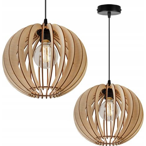 Moderne LED-Deckenpendelleuchte aus Holz (1/5)