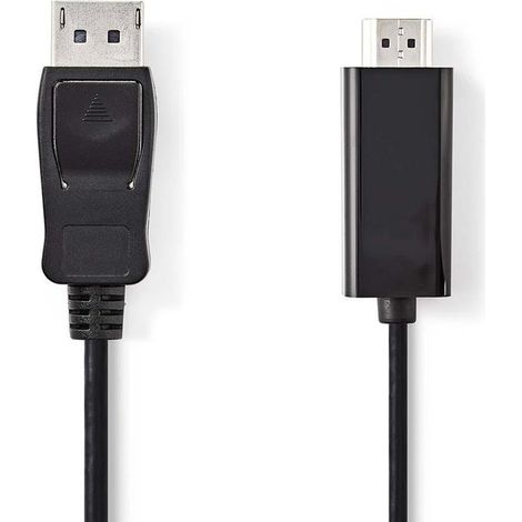 Cable displayport displayport macho conector hdmi 4k30hz niquelado 200 metros redondo pvc negro caja