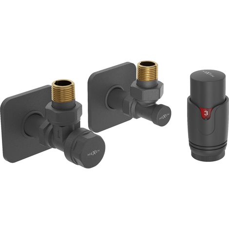 Mexen G00 Thermostat-Set Eckmontage mit Rosette S, Anthrazit - W901-900-909-66 (1/2)