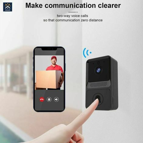 Sonnette vidéo Voix visu Interphone en temps réel Carillon VGA Vision nocturne Caméra IP WiFi Alarme intelligente Sonnette de porte pour la sécurité à domicile Application Aiwit (1/4)