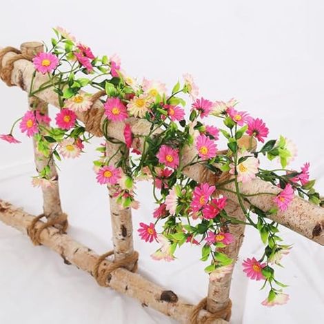 Guirlande de fleurs artificielles de 210 cm, décoration florale artificielle (marguerites et tournesols) pour l'intérieur et l'extérieur, idéale pour les mariages, les murs et les jardins. (1/3)