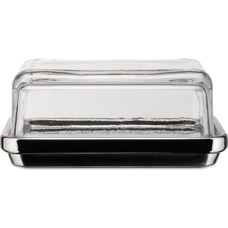 Alessi ES03 Burriera in Acciaio Inossidabile 18-10 con Coperchio in Vetro colore Trasparente