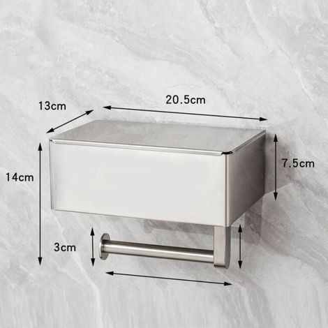 Toilettenpapierhalter mit Feuchttücherbox Edelstahl - Ohne Bohren - Mit Ablage - Wandmontage - Toilettenpapier - Für Badezimmer - Gebürstet (1/4)