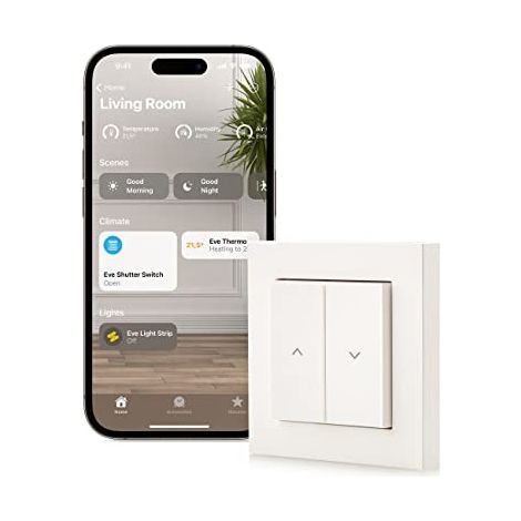 EVE SHUTTER SWITCH : CONTRÔLEUR DE VOLET INTELLIGENT AVEC PROGRAMMES INTÉGRÉS, OMBRAGE ADAPTATIF, CONTRÔLE VIA SIRI, MINUTEUR, A