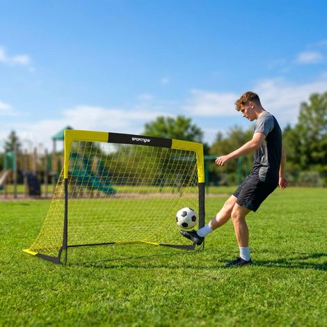 But de football pliable pour jardin, pour adolescents et adultes, but d'extérieur portable avec filet résistant aux déchirures et poteaux en fibre de verre (1/5)