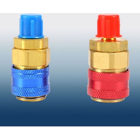Connecteur Coupleur Rapide R134a - Raccord Évasé Mâle 1/4 Pouces - Pour Systèmes Climatisation Automobile - Lot de 2 (Haut et Bas Pression) (1/5)