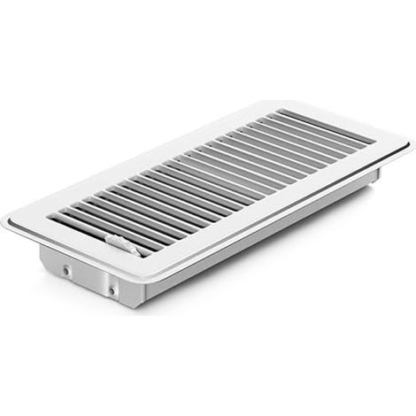 Grille de ventilation de sol en acier, 29 x 14 cm, décorative et robuste, pour mur ou plafond, blanche. (1/5)