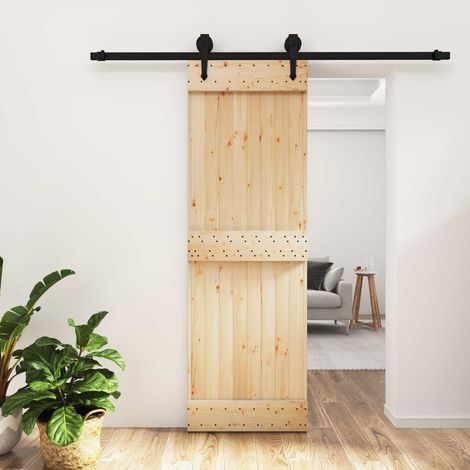 vidaXL Porta scorrevole Naturale e Nero 70 x 210 cm