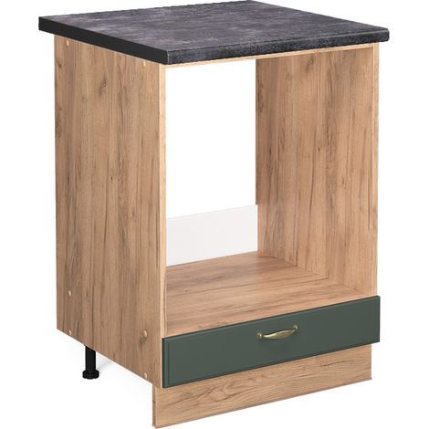 Herdumbauschrank Fame-Line, Grün-Gold Landhaus, 60 cm , AP Anthrazit, Vicco