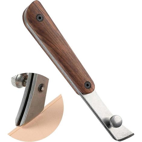 Plieuse à bords réglable pour le travail du cuir, en acier inoxydable avec manche en noyer noir A (1/5)