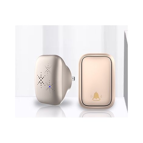 Sonnette sans fil auto-génératrice sans batterie Maison Sonnette intelligente étanche 38 sonneries 3 niveaux de volume, facile à installer 9,1 7,6 8,1 cm (or) MNS (1/3)
