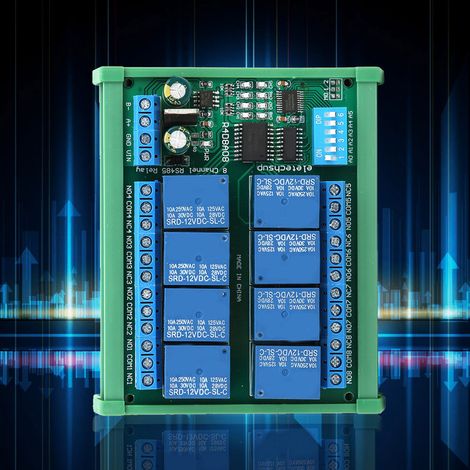 12V 8-Kanal RS485 PLC-Relais-Erweiterungskarte für Fernsteuerungs-RTU-Protokoll (R4D8A08 Ravec-Botier für DIN-Schiene) (1/5)