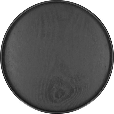 Plateau de Service Rond en Bois pour Fruits et Aliments, Noir 24cm - Idéal Cuisine Maison et Hôtel (1/5)